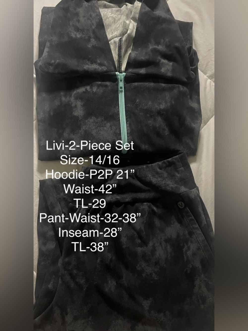 Livi Active by Lane Bryant 2-Piece Velour Tie-Die Hoodie & Pants Lounge Set